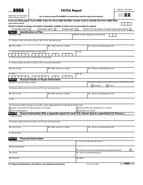 IRS Form 8966 2022 Printable Pdf