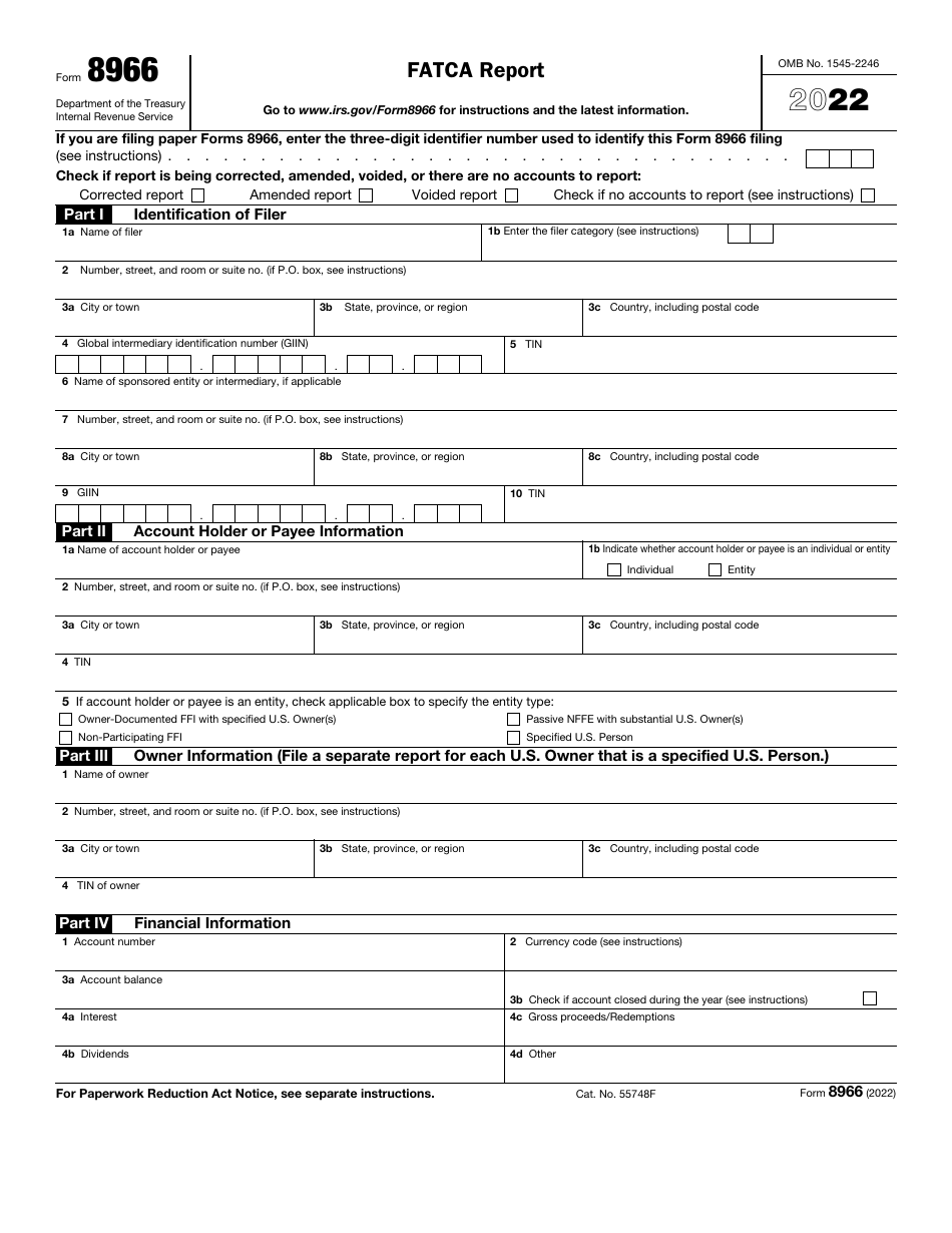 IRS Form 8966 Fatca Report, Page 1