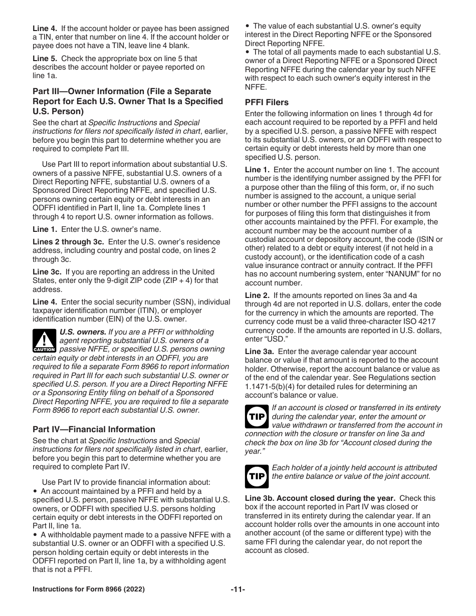 Instructions for IRS Form 8966 Fatca Report, Page 11