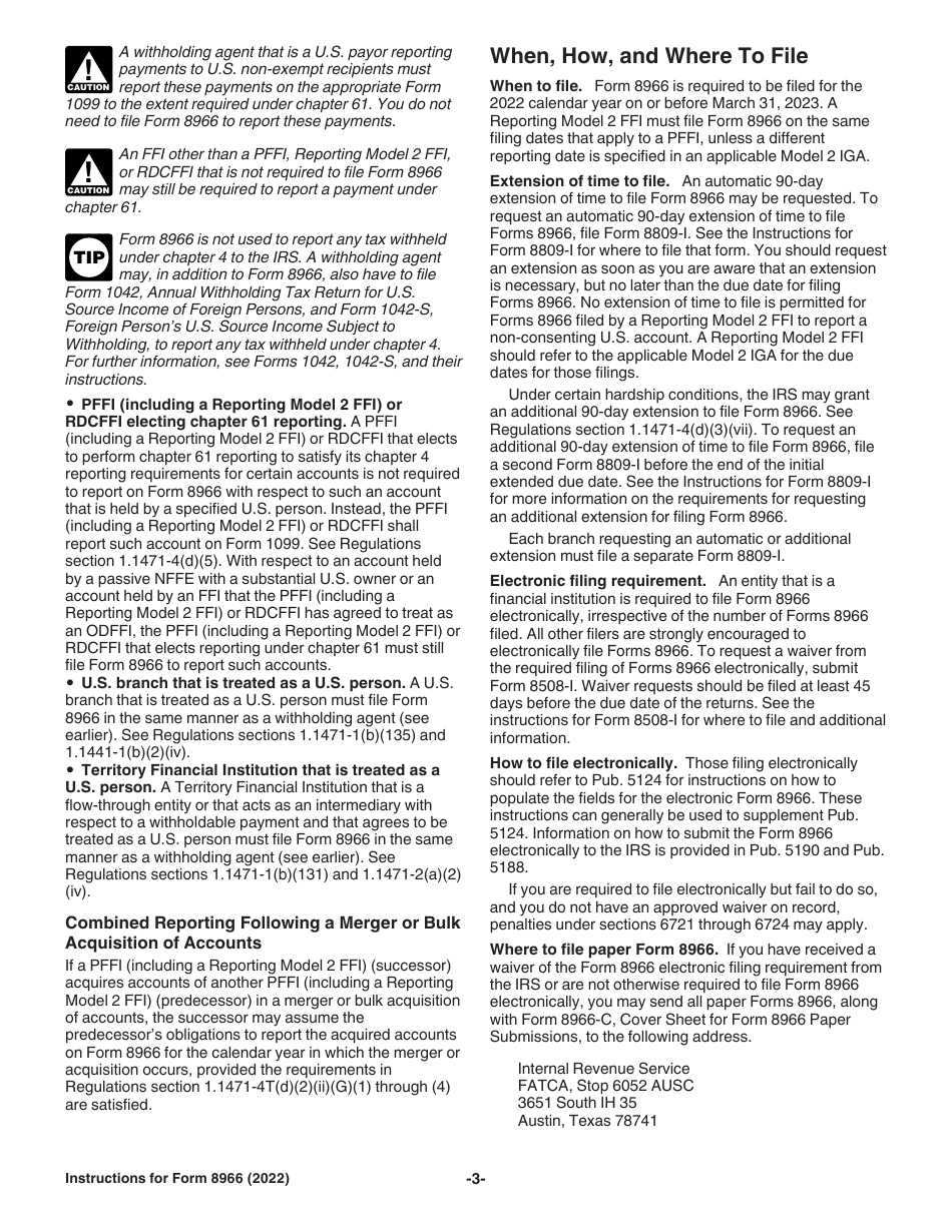 Instructions for IRS Form 8966 Fatca Report, Page 3