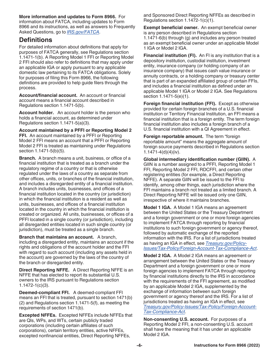 Instructions for IRS Form 8966 Fatca Report, Page 4