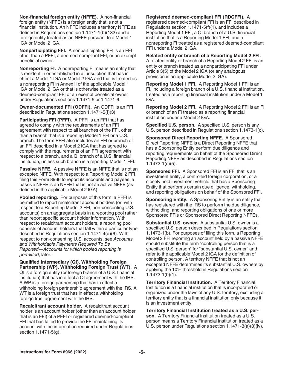 Instructions for IRS Form 8966 Fatca Report, Page 5