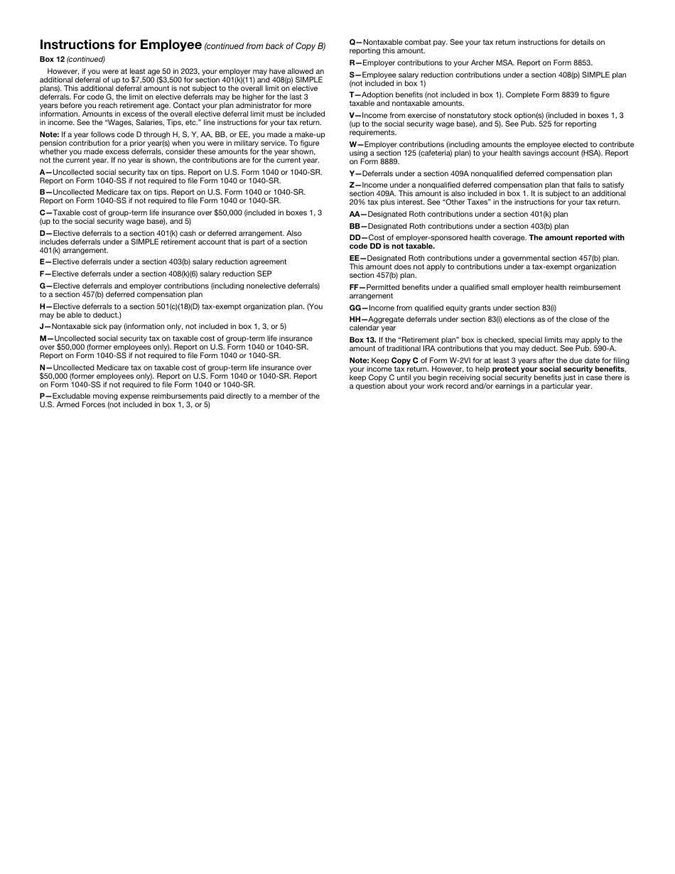 IRS Form W-2VI U.S. Virgin Islands Wage and Tax Statement, Page 7