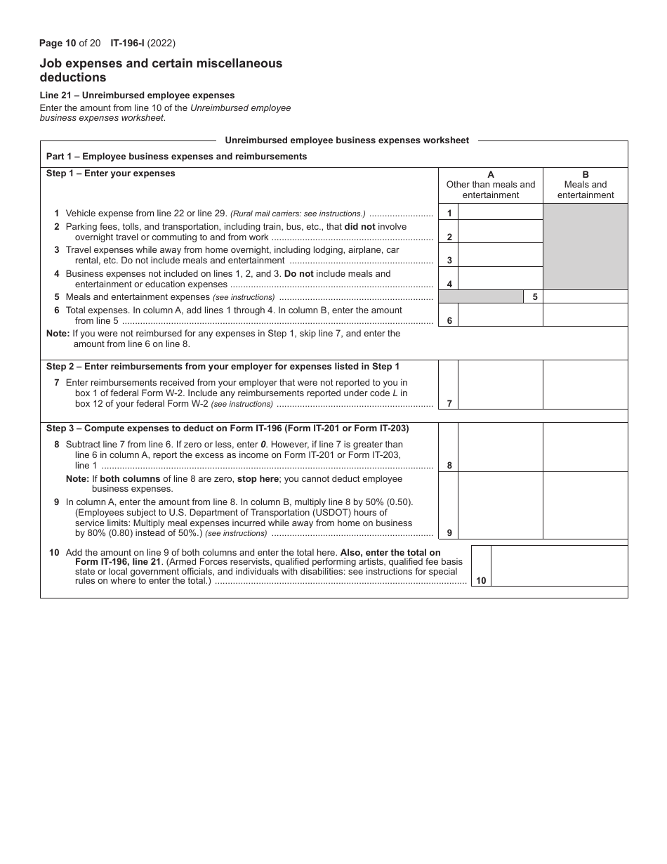 Download Instructions for Form IT196 New York Resident, Nonresident