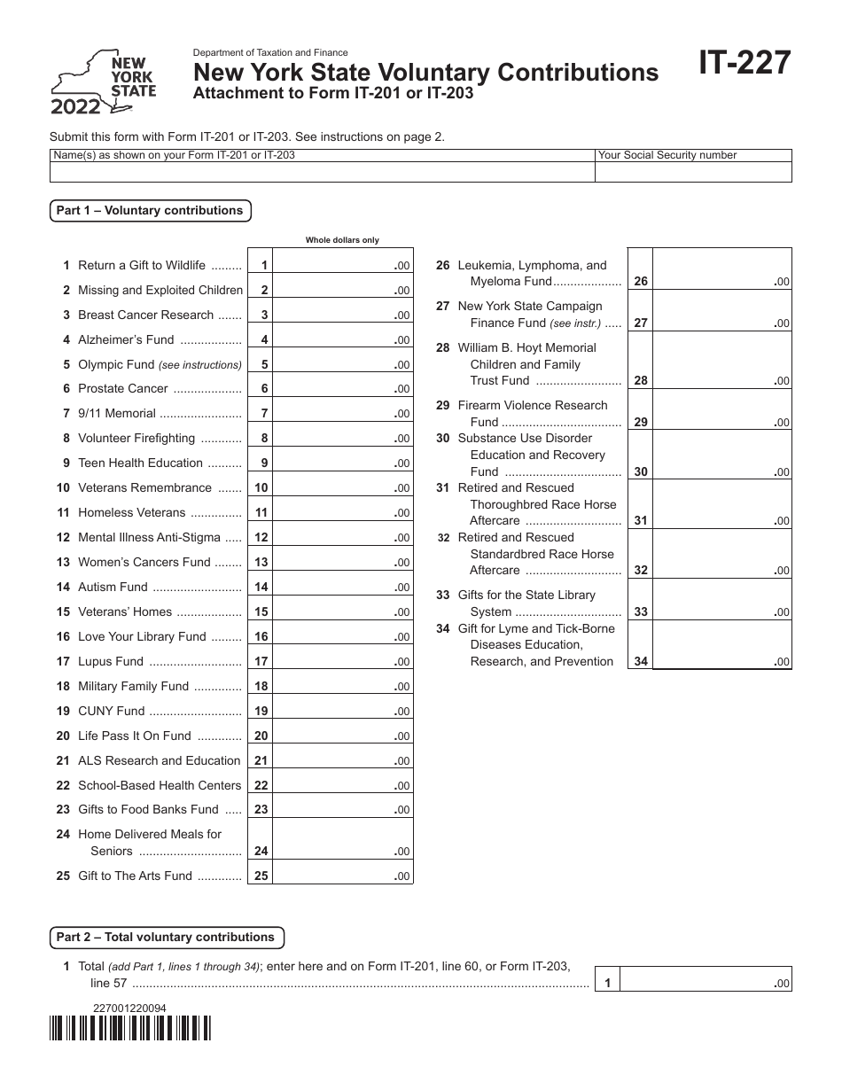 Form IT-227 - 2022 - Fill Out, Sign Online and Download Fillable PDF ...