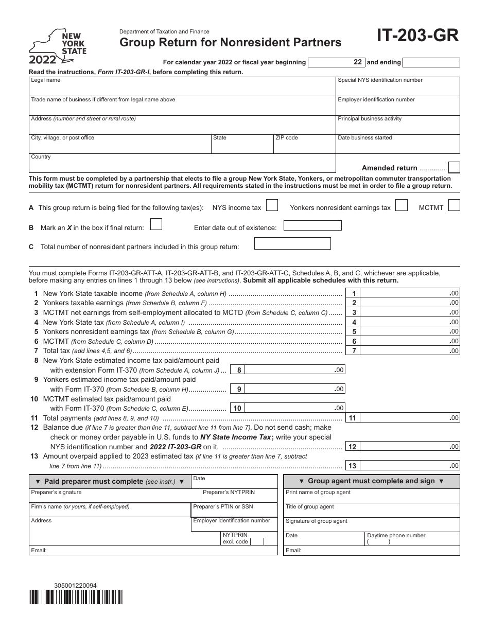 Form IT203GR Download Fillable PDF or Fill Online Group Return for