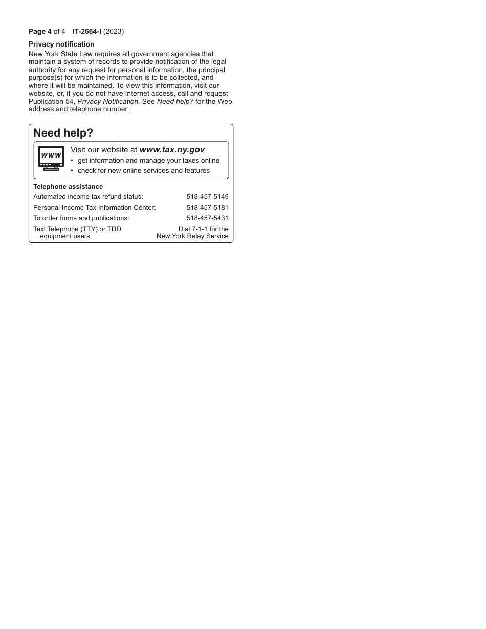 Instructions for Form IT-2664 Nonresident Cooperative Unit Estimated Income Tax Payment Form - New York, Page 4