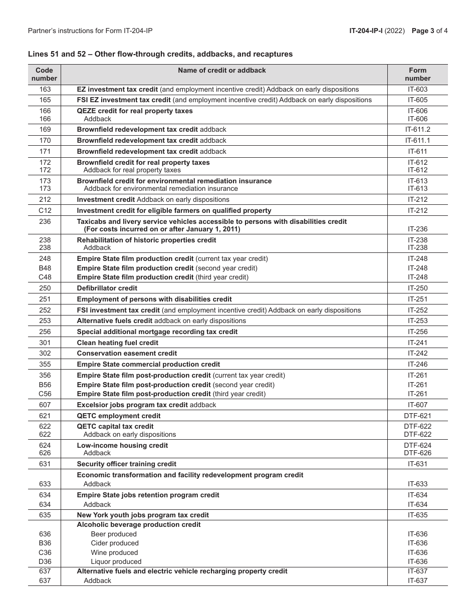 Instructions for Form IT-204-IP Schedule K-1 New York Partners Schedule - New York, Page 3