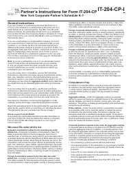 Document preview: Instructions for Form IT-204-CP Schedule K-1 New York Corporate Partner&#039;s Schedule - New York