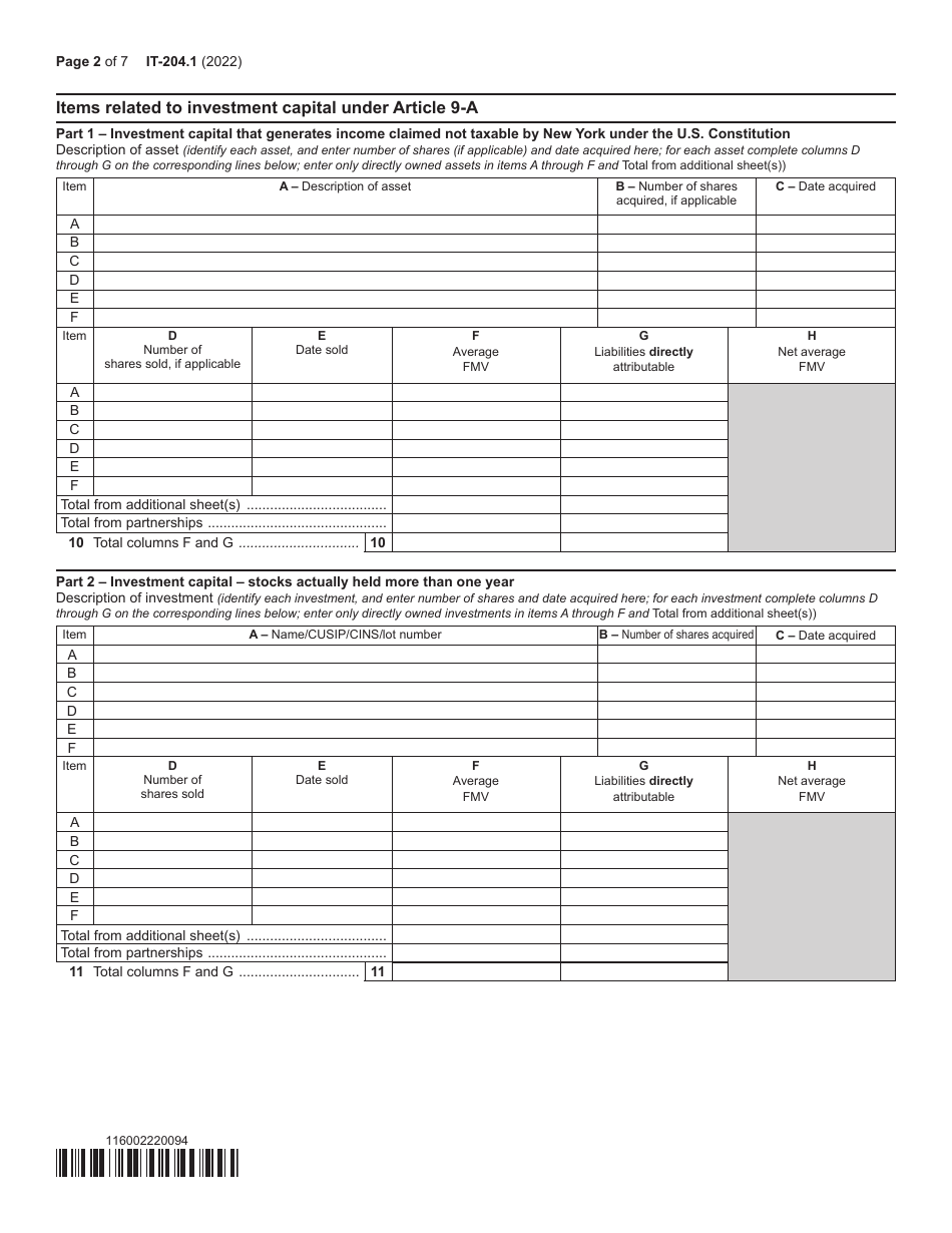 Form IT-204.1 Schedule K New York Corporate Partners Schedule - New York, Page 2