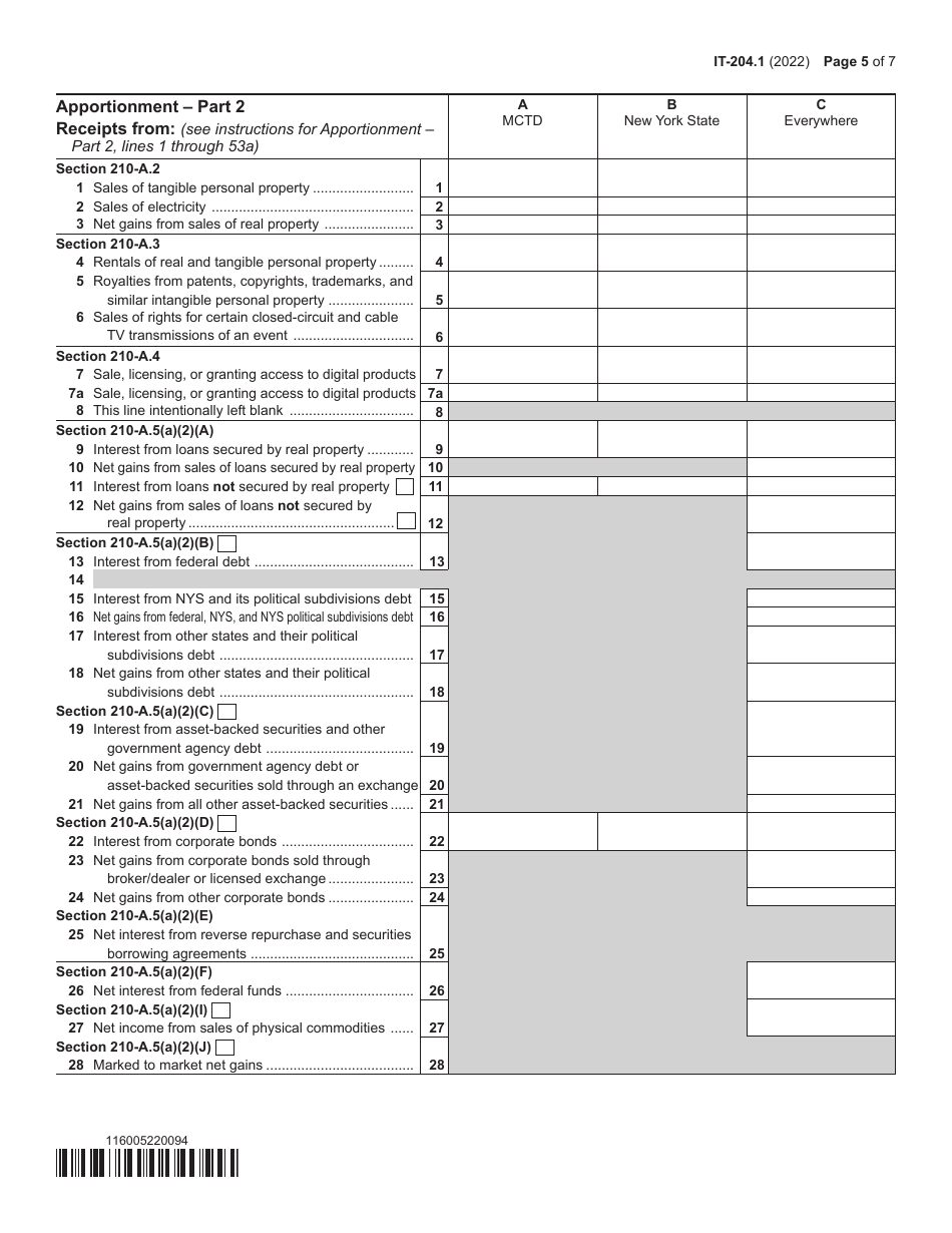 Form IT-204.1 Schedule K New York Corporate Partners Schedule - New York, Page 5