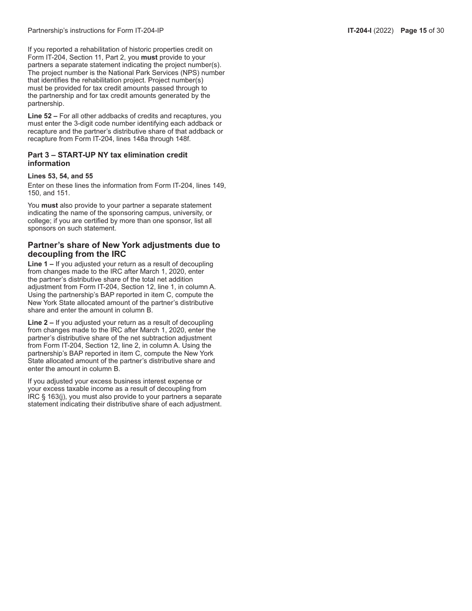Instructions for Form IT-204, IT-204-IP, IT-204.1, IT-204-CP - New York, Page 15