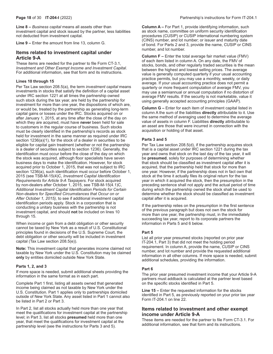 Instructions for Form IT-204, IT-204-IP, IT-204.1, IT-204-CP - New York, Page 18