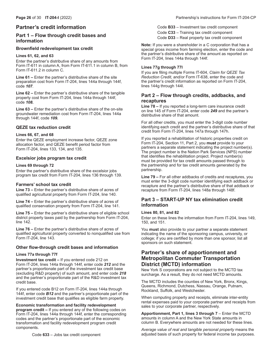 Instructions for Form IT-204, IT-204-IP, IT-204.1, IT-204-CP - New York, Page 26