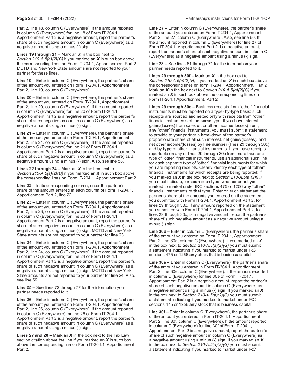 Instructions for Form IT-204, IT-204-IP, IT-204.1, IT-204-CP - New York, Page 28