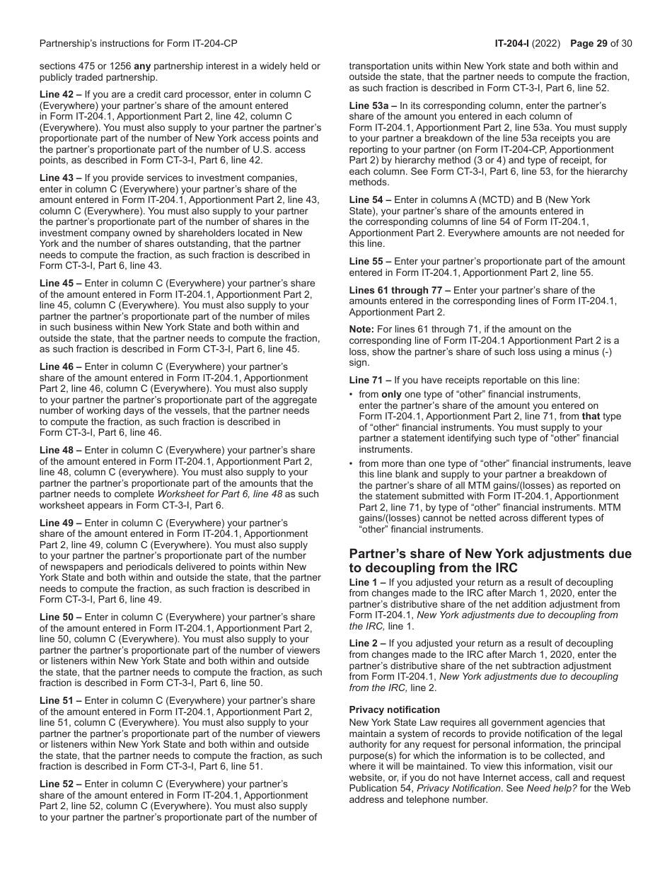 Instructions for Form IT-204, IT-204-IP, IT-204.1, IT-204-CP - New York, Page 29