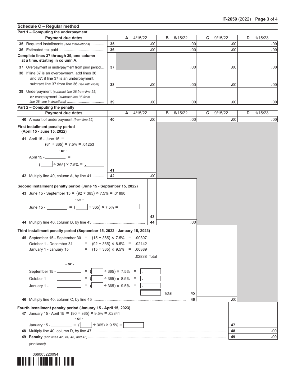 Form IT-2659 Estimated Tax Penalties for Partnerships and New York S Corporations - New York, Page 3