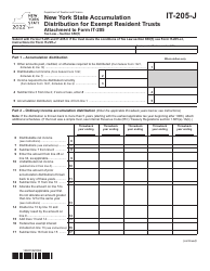 Document preview: Form IT-205-J New York State Accumulation Distribution for Exempt Resident Trusts - New York