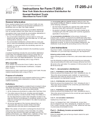 Instructions for Form IT-205-J New York State Accumulation Distribution for Exempt Resident Trusts - New York