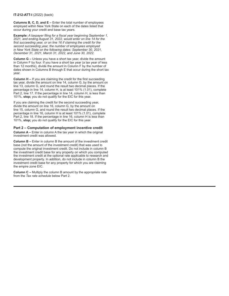 Instructions for Form IT-212-ATT Claim for Historic Barn Rehabilitation Credit and Employment Incentive Credit - New York, Page 2