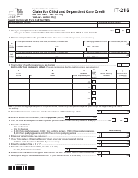 Document preview: Form IT-216 Claim for Child and Dependent Care Credit - New York