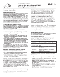 Document preview: Instructions for Form IT-221 Disability Income Exclusion - New York