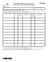 Form IT-223 Innovation Hot Spot Deduction - New York