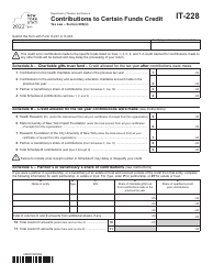 Form IT-228 Contributions to Certain Funds Credit - New York