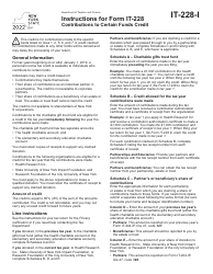 Document preview: Instructions for Form IT-228 Contributions to Certain Funds Credit - New York