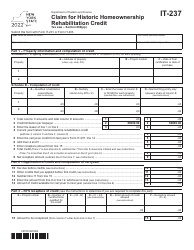 Document preview: Form IT-237 Claim for Historic Homeownership Rehabilitation Credit - New York