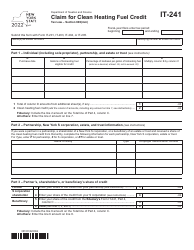 Document preview: Form IT-241 Claim for Clean Heating Fuel Credit - New York