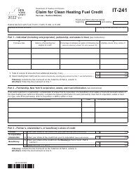 Form IT-241 Claim for Clean Heating Fuel Credit - New York