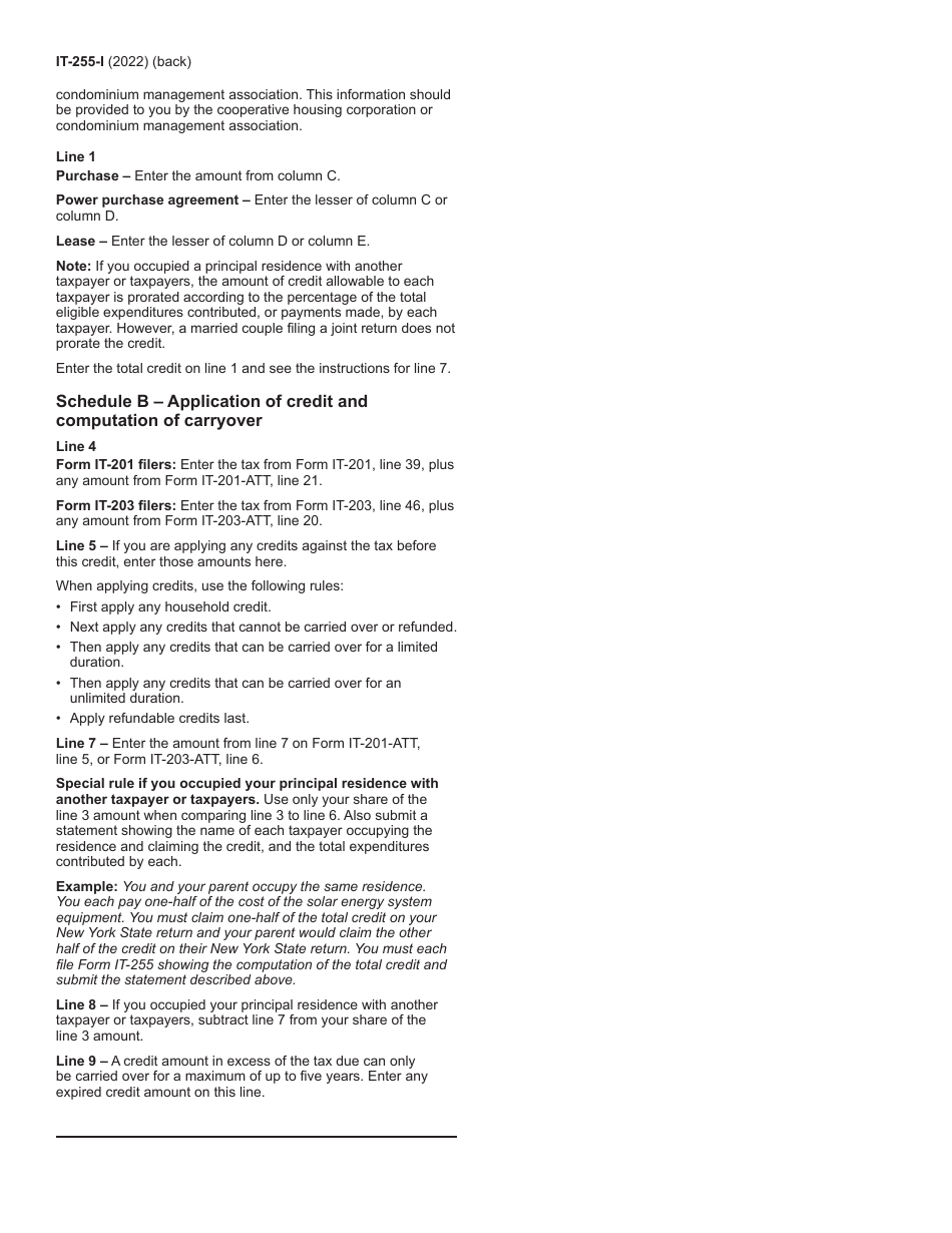 Instructions for Form IT-255 Claim for Solar Energy System Equipment Credit - New York, Page 2