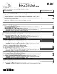 Form IT-257 Claim of Right Credit - New York