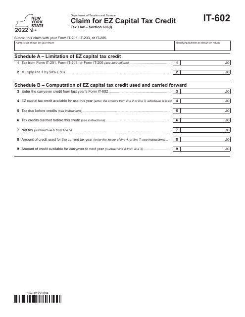 Form IT-602 2022 Printable Pdf