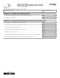 Form IT-602 Claim for Ez Capital Tax Credit - New York