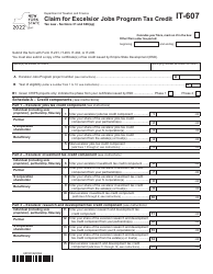 Document preview: Form IT-607 Claim for Excelsior Jobs Program Tax Credit - New York