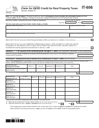 Document preview: Form IT-606 Claim for Qeze Credit for Real Property Taxes - New York