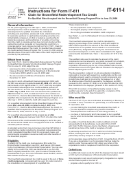 Instructions for Form IT-611 Claim for Brownfield Redevelopment Tax Credit for Qualified Sites Accepted Into the Brownfield Cleanup Program Prior to June 23, 2008 - New York