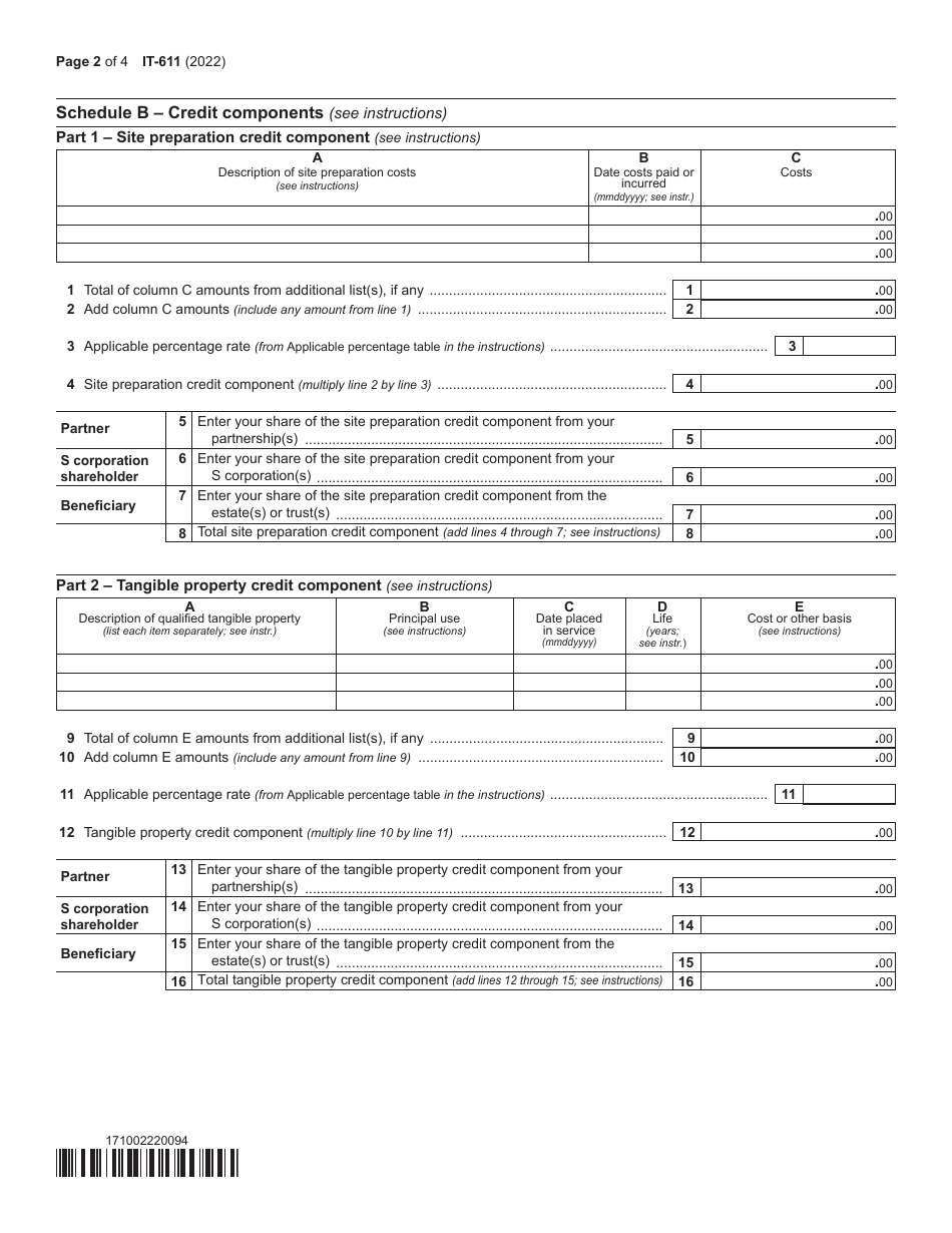 Form IT-611 Claim for Brownfield Redevelopment Tax Credit for Qualified Sites Accepted Into the Brownfield Cleanup Program Prior to June 23, 2008 - New York, Page 2