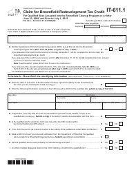 Document preview: Form IT-611.1 Claim for Brownfield Redevelopment Tax Credit for Qualified Sites Accepted Into the Brownfield Cleanup Program on or After June 23, 2008, and Prior to July 1, 2015 - New York