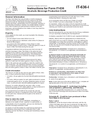 Document preview: Instructions for Form IT-636 Alcoholic Beverage Production Credit - New York