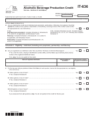 Document preview: Form IT-636 Alcoholic Beverage Production Credit - New York