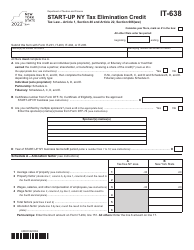Document preview: Form IT-638 Start-Up Ny Tax Elimination Credit - New York