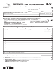 Form IT-641 Manufacturer&#039;s Real Property Tax Credit - New York