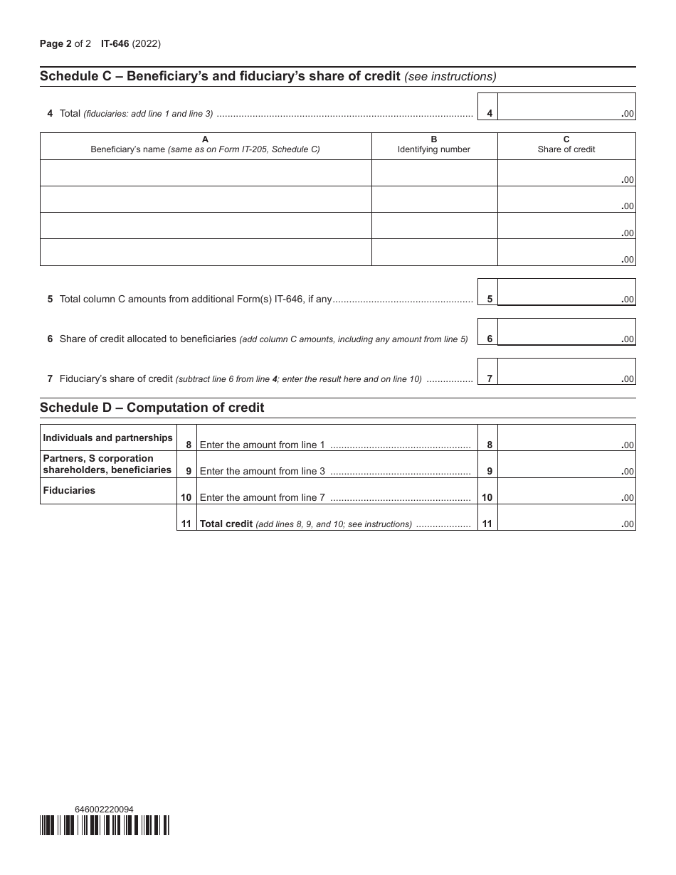 Form IT-646 Employee Training Incentive Program Tax Credit - New York, Page 2