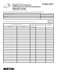 Document preview: Form IT-647-ATT Eligible Farm Employee Information for the Farm Workforce Retention Credit - New York