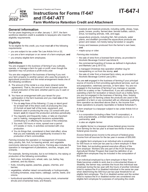 Form IT-647, IT-647-ATT 2022 Printable Pdf