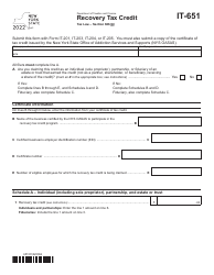 Document preview: Form IT-651 Recovery Tax Credit - New York