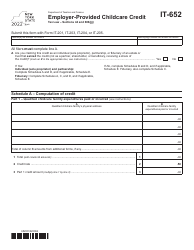 Document preview: Form IT-652 Employer-Provided Childcare Credit - New York